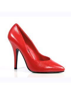 Red Leather 5 Inch Heel Classic Pump   8 Shoes