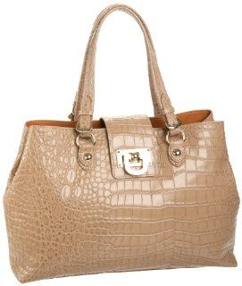  DKNY Croc Embossed Leather Work Shopper,Chino,one size Shoes