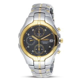Seiko Womens Excelsior Chronograph Two tone Stainless Steel Watch