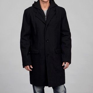 Black Rivet Mens Wool Blend Hooded Coat FINAL SALE
