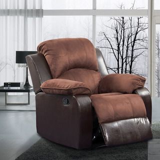 Pamela Two tone Brown Microfiber/ Faux Leather Recliner