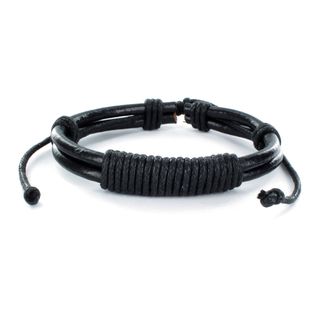 Black Leather Multi cord Bracelet