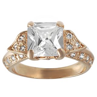 Tressa Rose Goldplated Silver Princess cut Cubic Zirconia Regal Ring