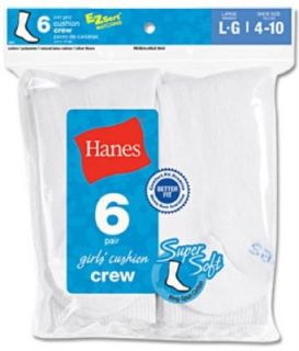 Hanes Girls Red Label Cushion Crew White Clothing