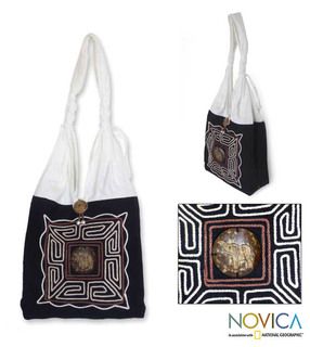 Coconut Elephant Cotton Sling Tote (Thailand)