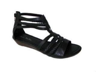Roman Gladiator Sandals Flats Shoes Braided (8, Black Neta) Shoes
