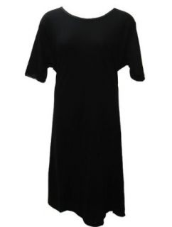 Short Sleeve Solid Black Cotton Nightgown Plus Size 4X