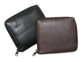 Mens Leather Zip Around Credit Card Hipster Wallet