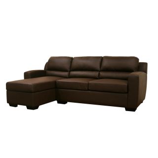 Soren Brown Faux Leather Convertible Sectional Sofa Bed (LFC