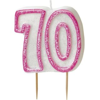 70 ans   Achat / Vente DECO ANNIVERSAIRE Bougie anniversaire rose 70
