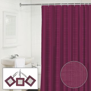 Waverly Linen 2 piece Plum Shower Curtain and Hook Set