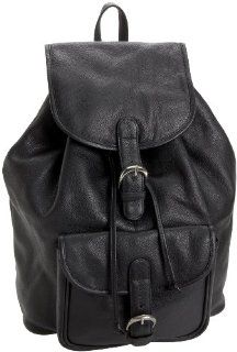 Leatherbay Leather Backpack With Single Pocket,Black,one size Shoes