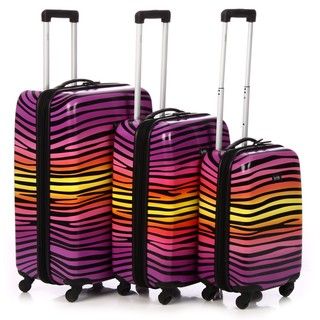 Nicole Miller Ombre Zebra 3 piece Hardside Spinner Luggage Set