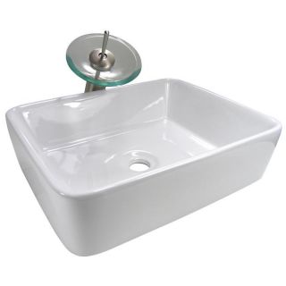 Rectangular Porcelain Bathroom Vessel Sink and Brushed Nickel