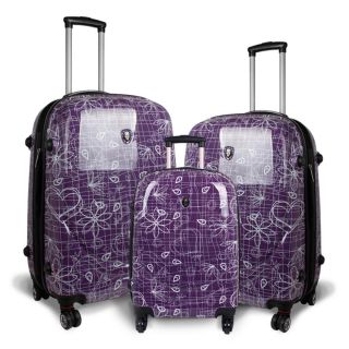 World Pebble Purple Love Letter 3 piece Polycarbonate Luggage Set