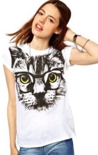 Chendvol Lovely Cat Pattern Loose Summer Wear Cropped T