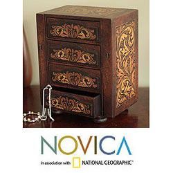 Handcrafted Cedar Wood Royal Heritage Jewelry Box (Peru) $134.99