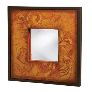 Wood and Canvas Chocolate Brown Shadow Box Mirror