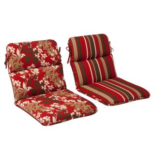 Pillow Perfect Outdoor Red/ Brown Reversible Chair Cushion