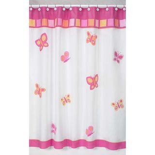 Pink and Orange Butterfly Kids Shower Curtain