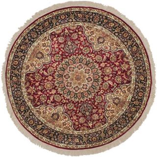 Asian Hand knotted Royal Kerman Red and Blue Wool Rug (6 Round