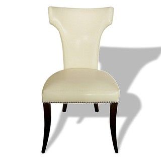 Continental Cream Leather Dining Chairs (Set of 2)