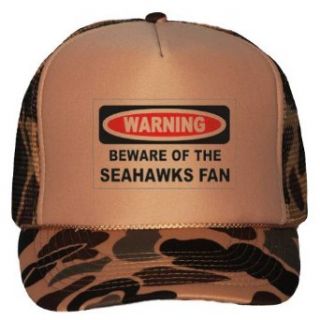 WARNING BEWARE OF THE SEAHAWKS FAN Adult Brown Camo Mesh
