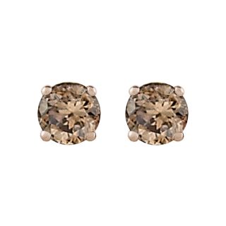 14k White Gold 1/2ct TDW Brown Diamond Solitaire Stud Earrings