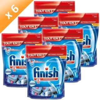 Lot de 6   FINISH Tout en 1 Bicarbonate Doypack de 30 tablettes soit