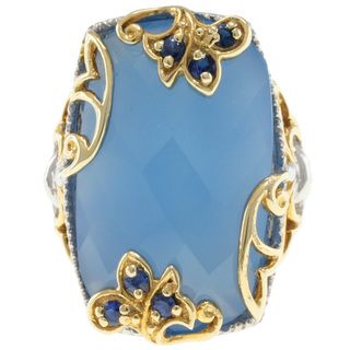 Michael Valitutti Two tone Chalcedony and Sapphire Ring