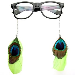 Peacock Feather Chain Wayfarers Colorful Clear Lens Glasses Shoes
