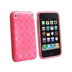 Eforcity Clear Hot Pink Circle TPU Rubber Case for Apple iPhone 3GS