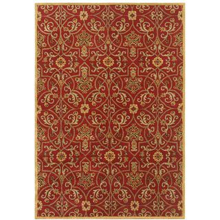 Traditional Red/ Gold Hand Tufted Wool Area Rug (9 6 X 13 6