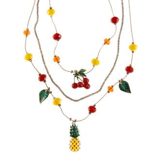 Betsey Johnson Pineapple Bead Illusion Bib Necklace