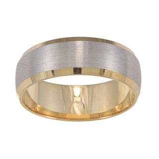14k Two tone Gold Satin Finish Easy fit Wedding Band
