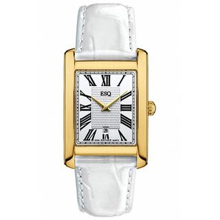 ESQ by Movado Womens Filmore Gold Plated White Leather Watch