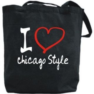 Canvas Tote Bag Black  I Love Chicago Style  Music