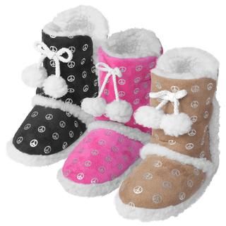 Journee Kids Girls Hipster Peace Pattern Toggle Slipper Boots