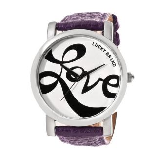 Lucky Brand Womens Silvertone Purple Leather Pebblegrain Strap Watch
