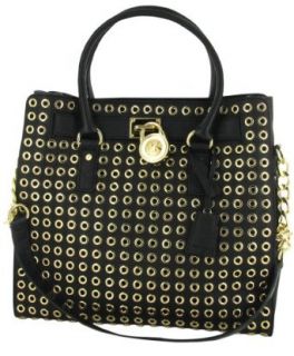 MICHAEL KORS Hamilton Grommet Leather Womens Handbag Black
