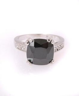 Center Ring with Black Color Cubic Stone, Size 7 Clothing