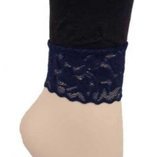 Navy Blue Lace Bottom Footless Leggings Tights Clothing