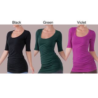 Elegant Womens Scoop Neck Rouched T shirt