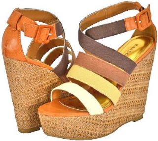 Bamboo Dorothy 06 Brown Multi Women Wedge Sandals Shoes