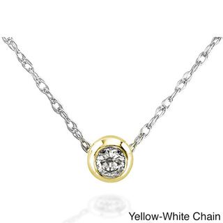 14k Gold 1/10ct TDW Diamond Solitaire Necklace with Gift Box