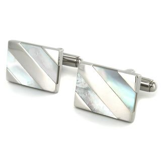 Stainless Steel Mens Mother of Pearl Cuff Links