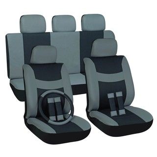 Two tone Grey 16 piece Car Seat Cover Set