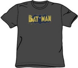 Batman VINTAGE LOGO SPLATTER Adult Charcoal Grey T shirt