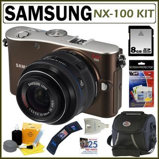 Samsung NX 100 14.6MP Digital SLR Brown Camera with 8GB Kit