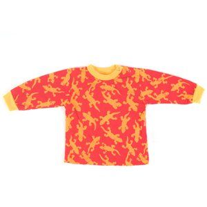 T Shirt Long Sleeves 100% Cotton Jersey Red Lizards Gekos